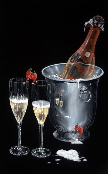 MICHAEL GODARD 18X29 Secondary Market Art: "CHAMPAGNE KISSGCNV"