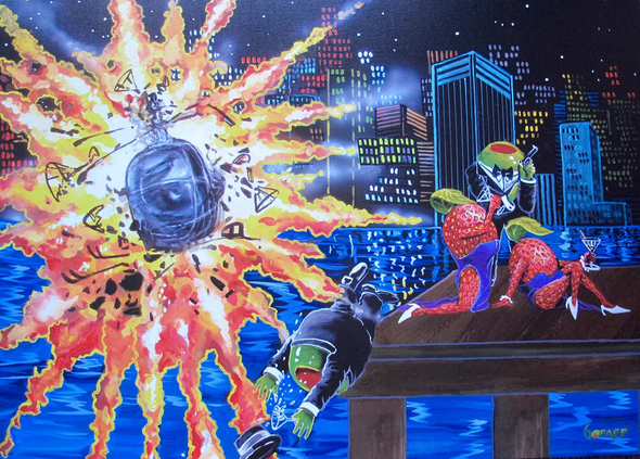 Michael Godard Large Hand Signed Giclee on Canvas - Ready to Hang:"Shaken Not Stirred"