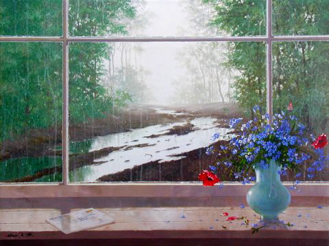 Michael Gorban Handsigned and Numbered Limited Edition Giclee on Canvas:"Sun Showers"