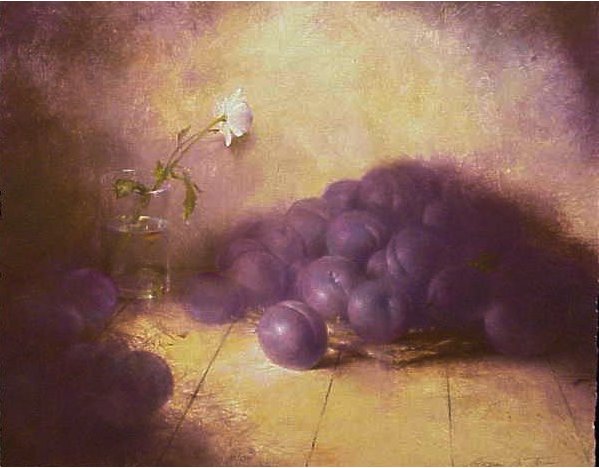 Michael Gorban Handsigned and Numbered Limited Edition Giclee on Paper:"Still Life with Plums"
