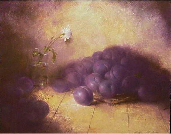 Michael Gorban Handsigned and Numbered Limited Edition Giclee on Paper:"Still Life with Plums"