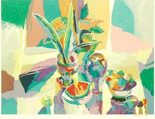 Michael Gorban Handsigned and Numbered Limited Edition Serigraph on Paper:"Still Life with Watermellon"
