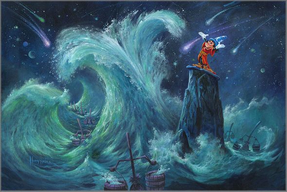 Michael Humphries Hand Signed and Numbered Limited Edition Canvas Giclee:"Mickey Creates the Magic"