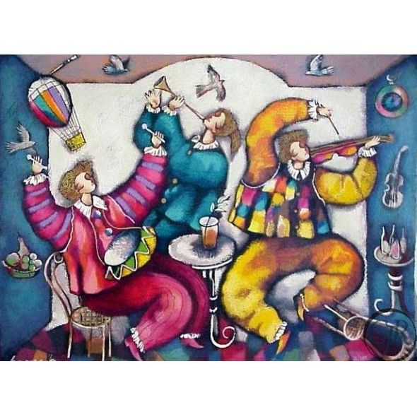 Michael Kachan Serigraph on Paper:"Happy Playing"