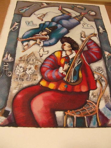 Michael Kachan Serigraph: "String Duet"