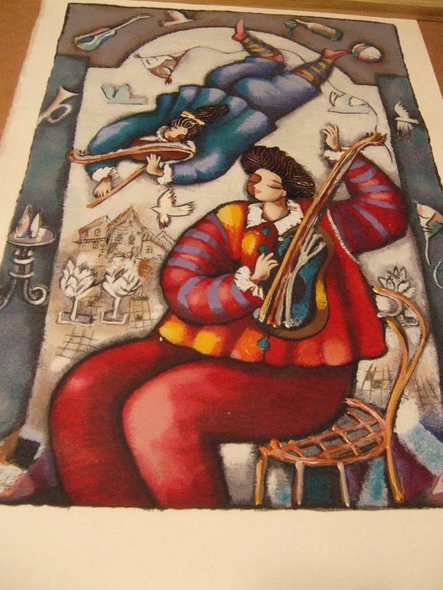 Michael Kachan Serigraph: "String Duet"