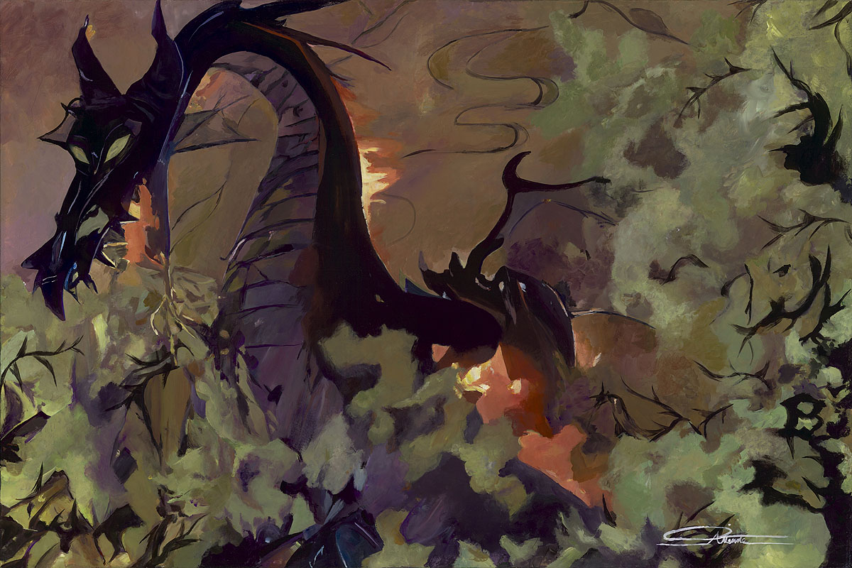 Disney Limited Edition Gallery Wrap Canvas Giclee:"Dark Dragon " by Arienne Boley 