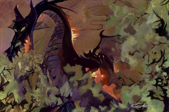 Disney Limited Edition Gallery Wrap Canvas Giclee:"Dark Dragon " by Arienne Boley 