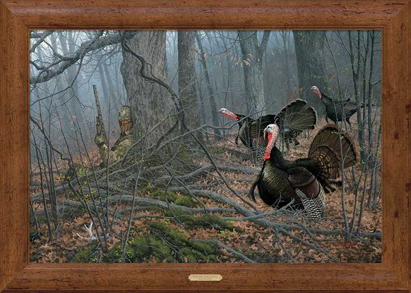 Michael Sieve Handsigned and Numbered Limited Edition Oversized Framed Canvas:"If Looks Could Kill-Turkeys"