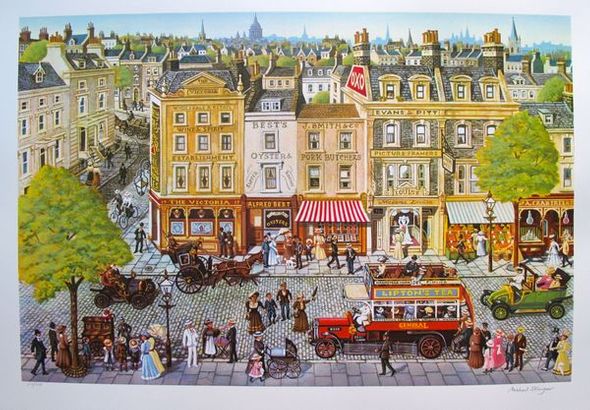 Michael Stringer Hand Signed Large Limited Edition Serigraph:"Red Bus"