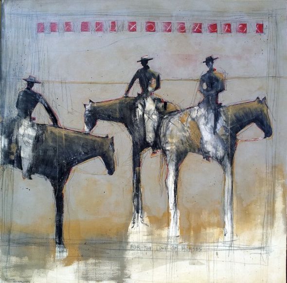 Michael Swearngin 40 x 40 Open Edition Giclee on Canvas:"For the Love of Horses"