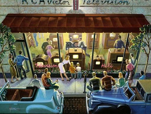 Michael Young Limited Edition Lithograph : " Public Television "