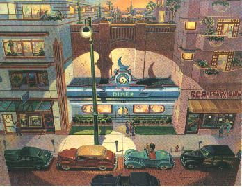 Michael Young Limited Edition Serigraph on Paper: "Luna\'s Diner"