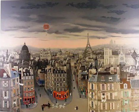 Michel Delacroix Limited Edition Serigraph on Paper:"Paris Vu du Ciel" Michel Delacroix Limited Edition Serigraph on Paper:"Paris Vu du Ciel"