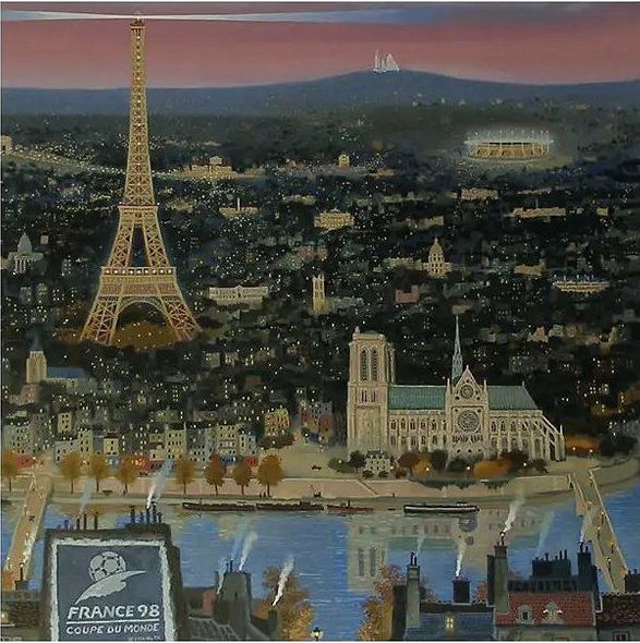 Michel Delacroix Limited Edition Serigraph on Paper:"Coupe De Monde, Paris"