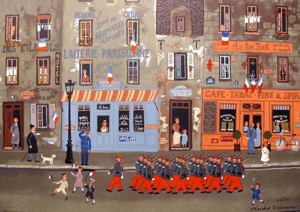 Michel Delacroix Limited Edition Lithograph:"Le Defile du 14 Juillet"