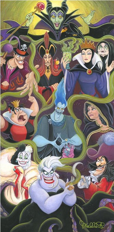 Michelle St. Laurent Artist Signed and Numbered Hand Embellished Limited Edition Giclee on Canvas:"Collection of Villains"