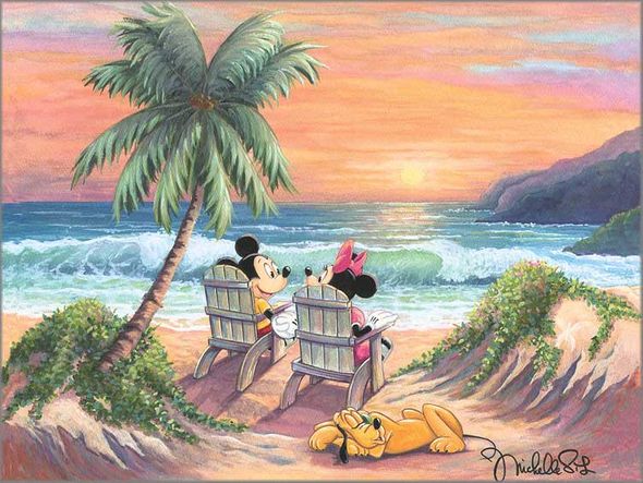 Michelle St. Laurent Artist Signed and Numbered Hand Embellished Limited Edition Giclee on Canvas:"Vacation Paradise"