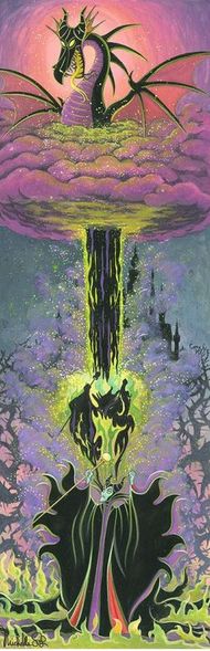 Michelle St. Laurent Hand Signed and Numbered Limited Edition Embellished Canvas Giclee:"Maleficen't's Transformation"