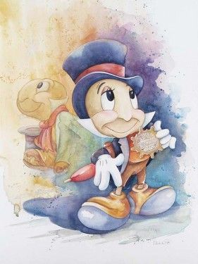Michelle St. Laurent Hand Signed and Numbered Limited Edition Giclee on Canvas:"Jiminy Cricket"