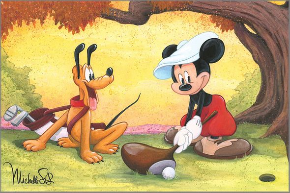 Michelle St. Laurent Signed and Numbered Hand-Textured Gicl&eacute;e on Canvas:"Mickey on the Tee"