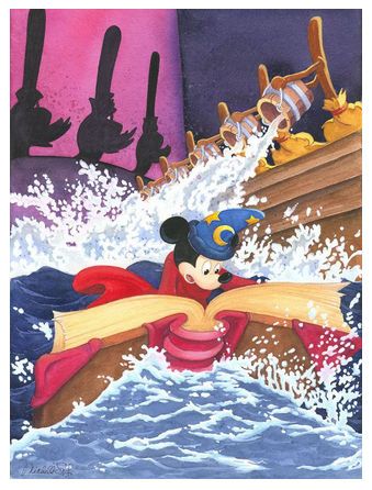 Michelle St.Laurent Signed and Numbered Limited Edition Hand-Embellished Gicl&eacute;e on Canvas:"A Spell to Stop the Flood"