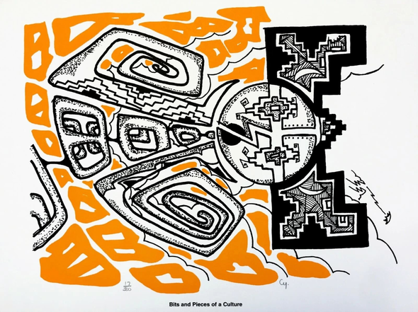 Michl Cywink Artist Signed Limited Edition Lithograph Print: "BITS AND PIECES of A CULTURE"
