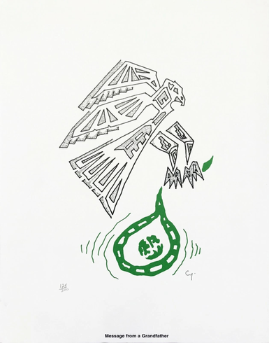 Michl Cywink Artist Signed Limited Edition Lithograph Print: "MESSAGE FROM A GRANDFATHER" Michl Cywink Artist Signed Limited Edition Lithograph Print: "MESSAGE FROM A GRANDFATHER"