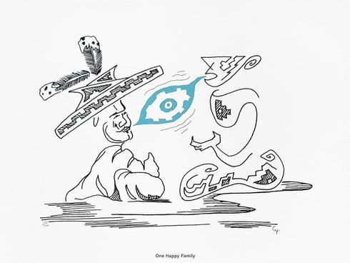 Michl Cywink Artist Signed Limited Edition Lithograph Print: "ONE HAPPY FAMILY" Michl Cywink Artist Signed Limited Edition Lithograph Print: "ONE HAPPY FAMILY"