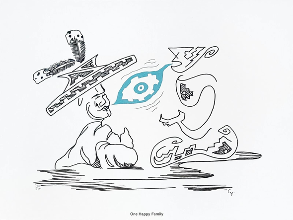 Michl Cywink Artist Signed Limited Edition Lithograph Print: "ONE HAPPY FAMILY"