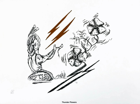 Michl Cywink Artist Signed Limited Edition Lithograph Print: "THUNDER FLOWERS"