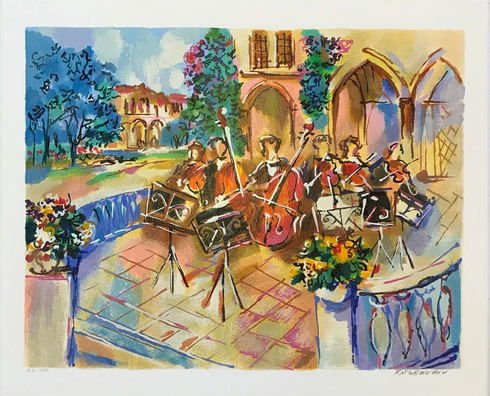 Michl Rozenvain Artist Signed Limited Edition AP Serigraph on Paper: "ORCHESTRAL BALCONY"