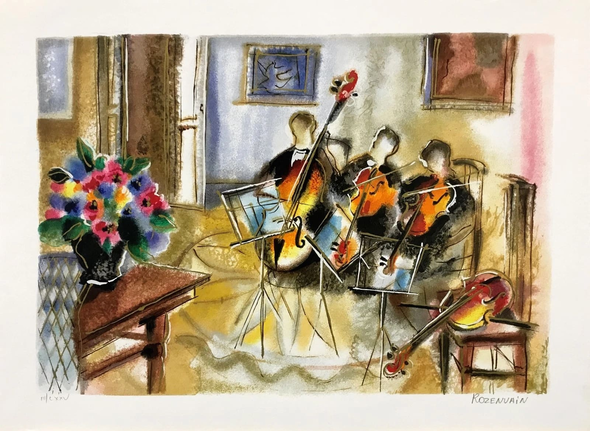 Michl Rozenvain Artist Signed Limited Edition Serigraph on Paper: "DRAWING ROOM TRIO"