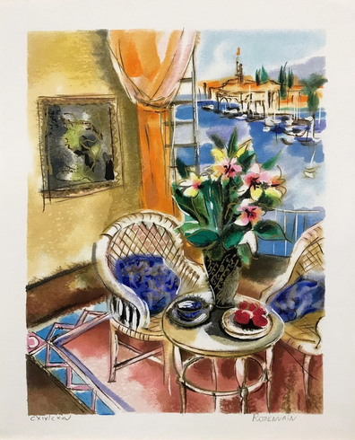 Michl Rozenvain Artist Signed Limited Edition  Serigraph on Paper: "VASE AND FRUIT"