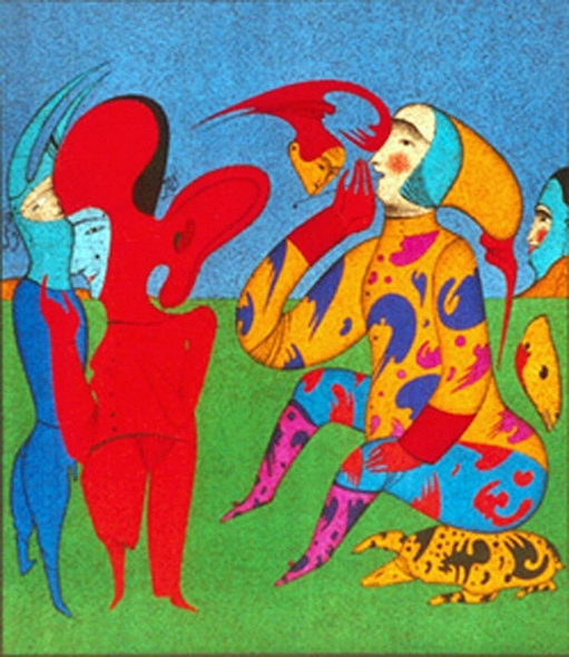 Mihail Chemiakin Limited Edition Original Lithograph: "PLAY WITH FLYING HEAD"