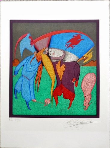 Mihail Chemiakin Signed Limited Edition Original Lithograph: "UNEXPECTED MEETING" Mihail Chemiakin Signed Limited Edition Original Lithograph: "UNEXPECTED MEETING"