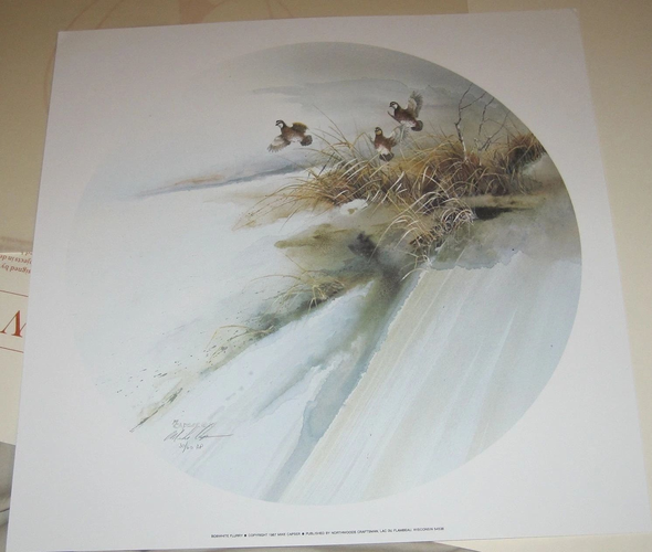 Mike Capser Signed and Numbered Limited Edition Artist Proof Lithograph:"Bobwhite Flurry"