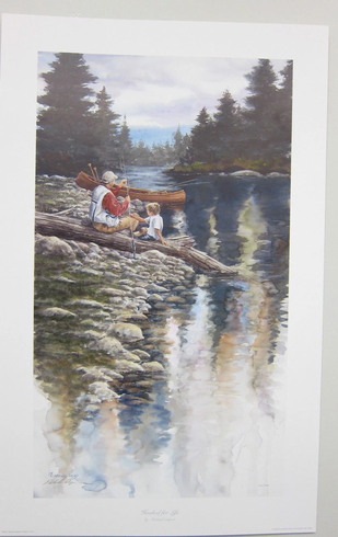 Mike Capser Signed and Numbered Limited Edition Lithograph: "Hooked For Life" Mike Capser Signed and Numbered Limited Edition Lithograph: "Hooked For Life"