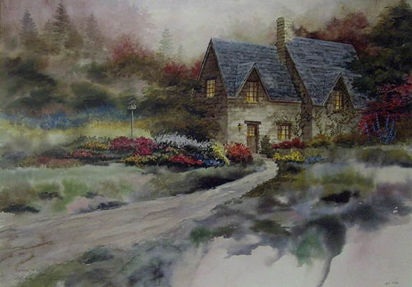 Mike Capser Signed and Numbered Limited Edition  Lithograph: "The Garden Walk"