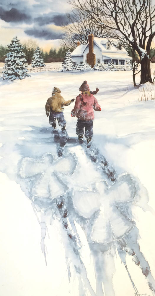 Mike Capser Signed by the Artist Limited Edition Paper Lithograph:"Snow Angels"
