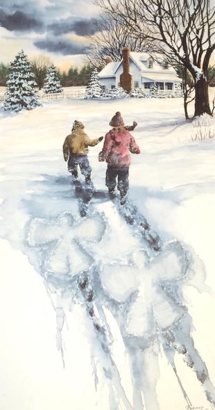 Mike Capser Signed by the Artist Limited Edition Paper Lithograph:"Snow Angels"