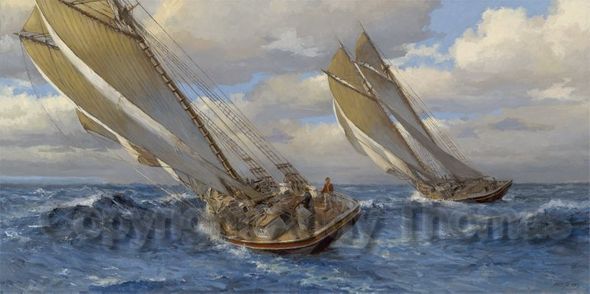 Andy Thomas Artist Signed and Numbered Limited Edition Canvas Giclee:"Captains Courageous"