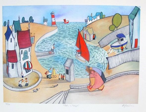 Mike Jackson Hand Signed Limited Edition Giclee:"Fish N' Ships"