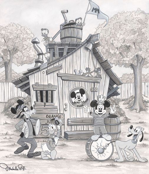 Michelle St Laurent Artist Signed & Numbered Disney 100th Edition Canvas:"Mickey Mouse Clubhouse"