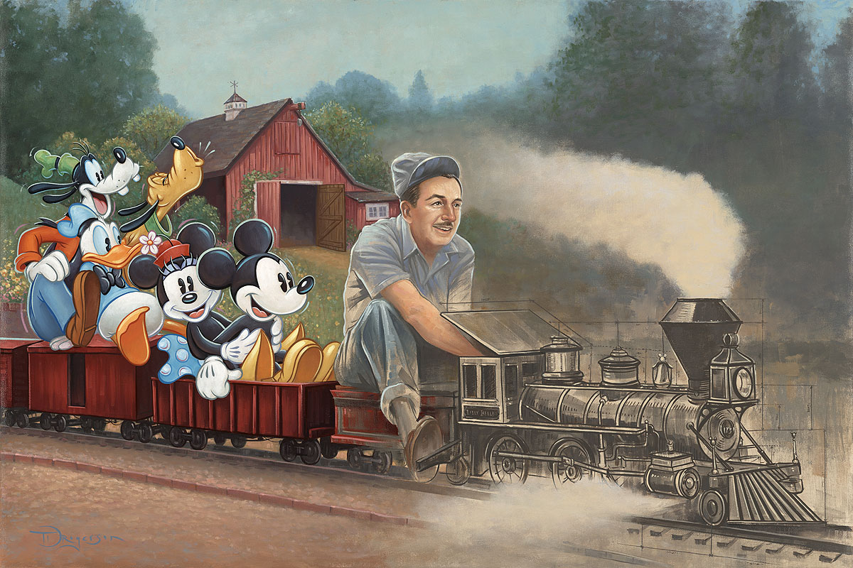Tim Rogerson Artist Hand Signed Disney 100th Ltd Ed Canvas Giclee:"The Engine of Imagination"