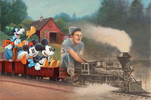 Tim Rogerson Artist Hand Signed Disney 100th Ltd Ed Canvas Giclee:"The Engine of Imagination"