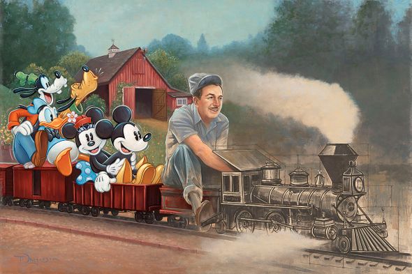 Tim Rogerson Artist Hand Signed Disney 100th Ltd Ed Canvas Giclee:"The Engine of Imagination"