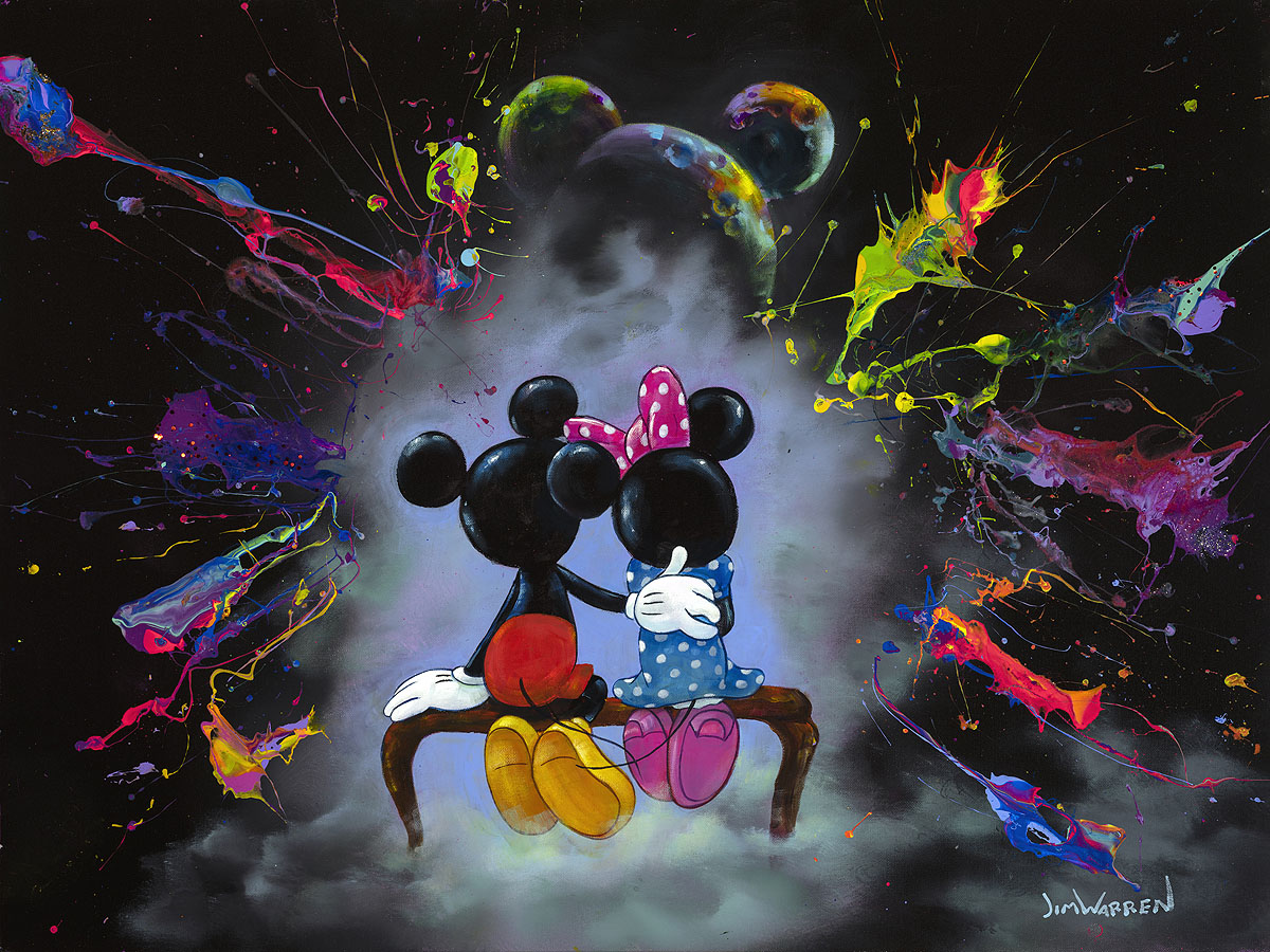 Jim Warren Artist Signed Disney Ltd Ed Gallery Wrap Canvas:"Mickey and Minnie Enjoy the View"