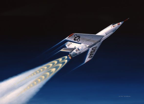 Mike Machat Artist Signed Limited Edition Canvas Giclee: "First of the Spacemen - Bell X-2 Rocketplane"