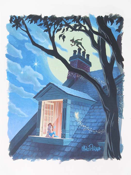 Mike Perazza Hand Signed and Numbered Giclee on Paper:"Second Star to the Right - Peter Pan "